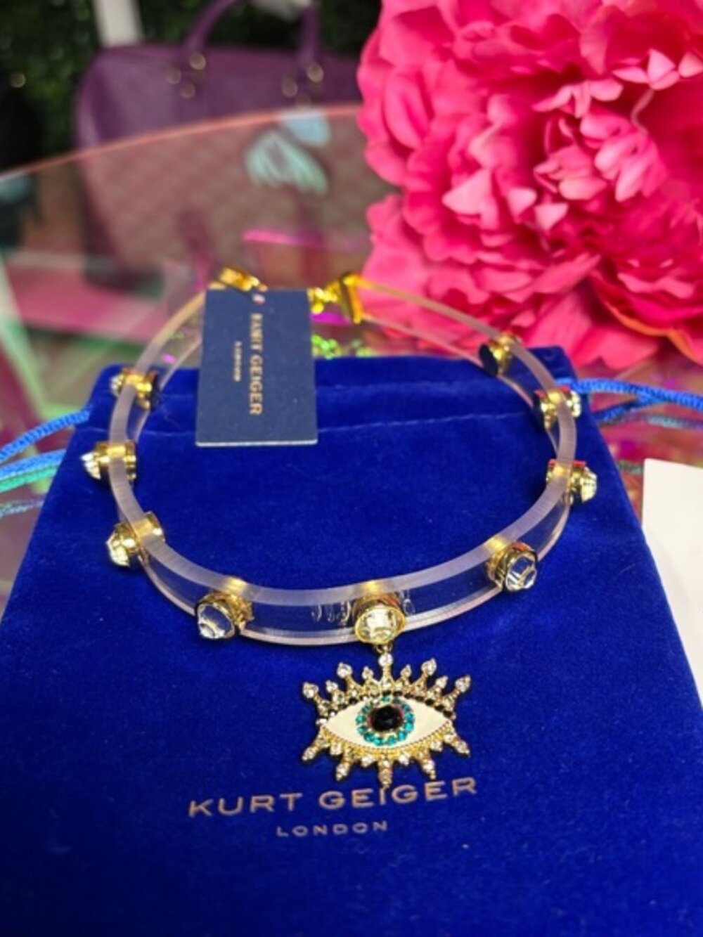 Kurt Geiger Crystal Evil Eye Choker NWT